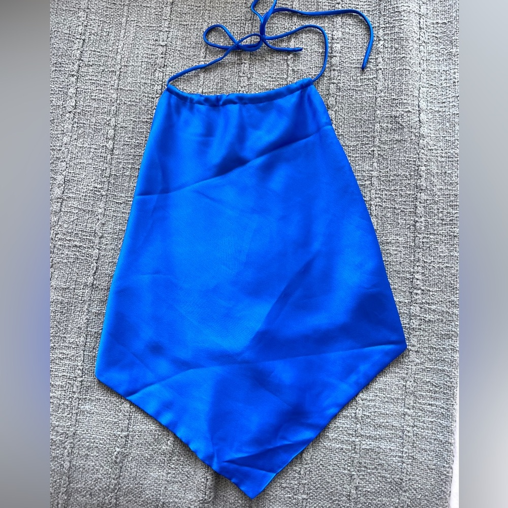 Blue silk handkerchief tie top
